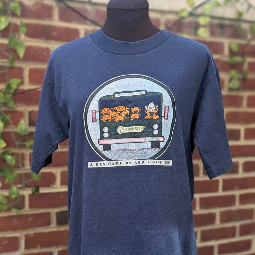 Vintage 80'S Grateful Dead Deadercise " A Bus Came By and I Got In" T-Shirt - XL
